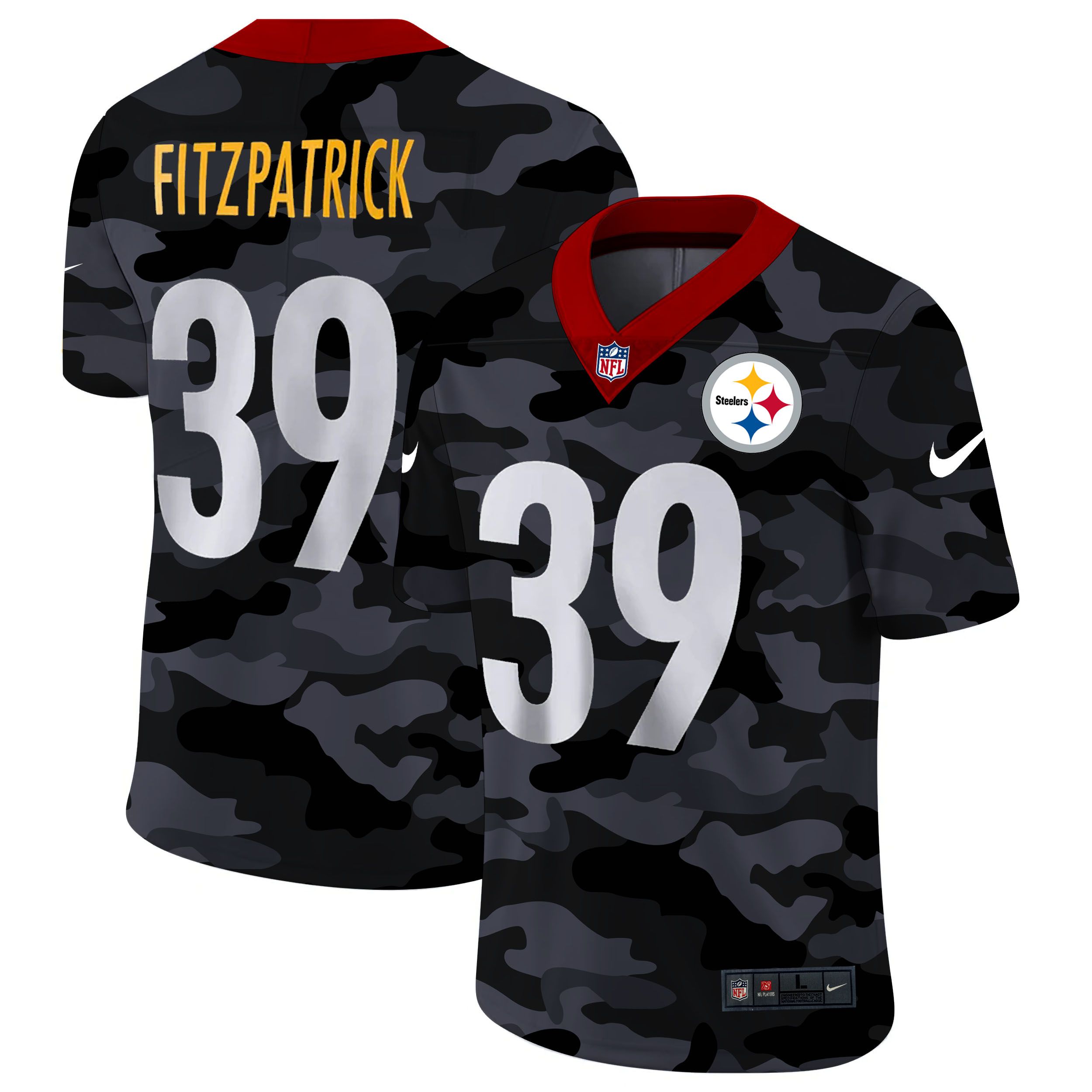 Men Pittsburgh Steelers #39 Fitzpatrick 2020 Nike Camo Salute to Service Limited NFL Jerseys->tennessee titans->NFL Jersey